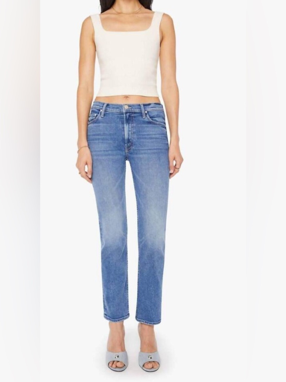 NEW MOTHER mid rise rider hover jeans in swing and a miss size 24 NWT $248